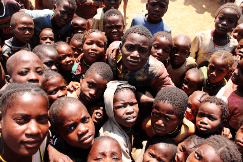 Children from the Cahama reception center, Cunene