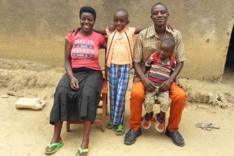 Agnes with her two children and husband