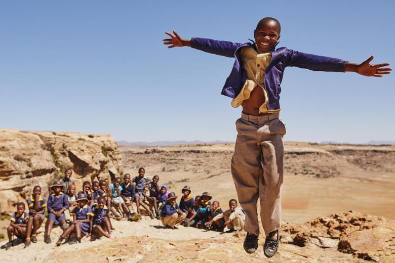 Child jumping in the air