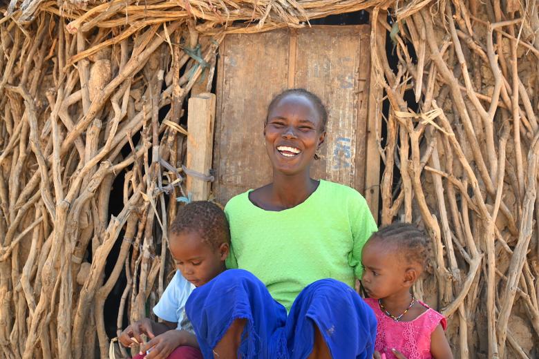 Aruo is happy that her two children are now enjoying good health, thanks to knowldge she obtained on the significance of embracing good hygiene and proper sanitation. ©World Vision Photo/Sarah Ooko.