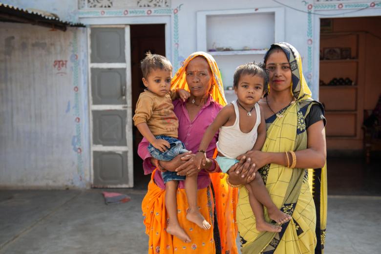 Kanu and his family in their village in India.