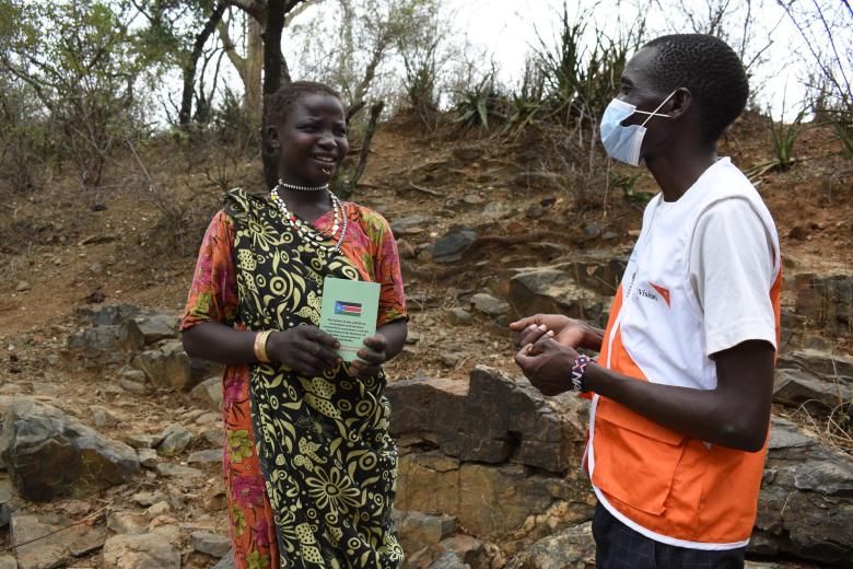 teaching people in South Sudan about COVID vaccination