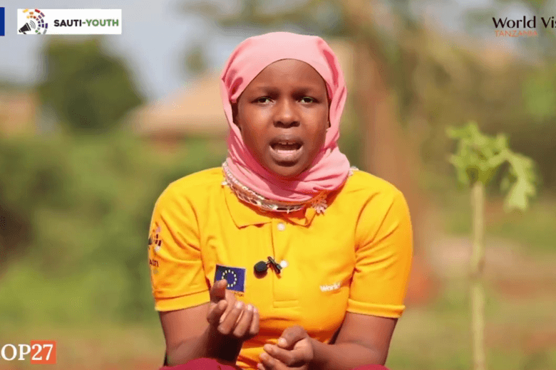 Shania from Tanzania speaking about climate issues