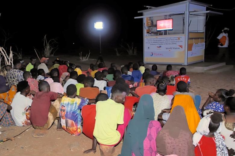 Solar energy enables remote communities in Marsabit County to watch the 2022 FIFA World Cup games and foster peace through such similar television shows that bring them together. ©World Vision Photo/David Nderitu.