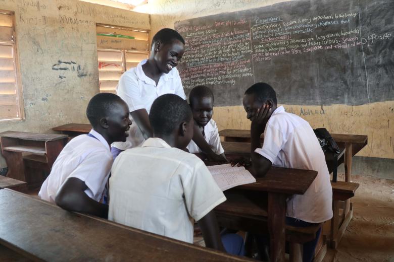 Nyibol with her classmates