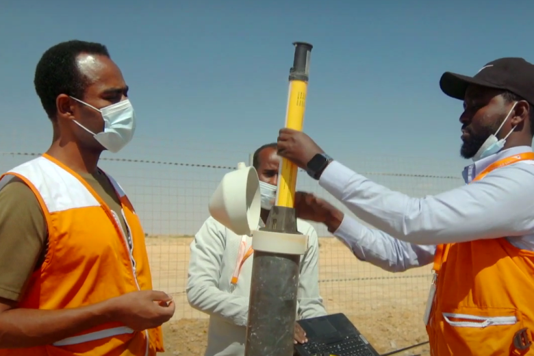 engineers in Somalia monitoring ground water