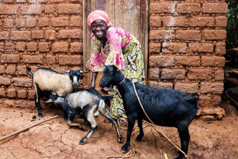 Nzigire holding her goats