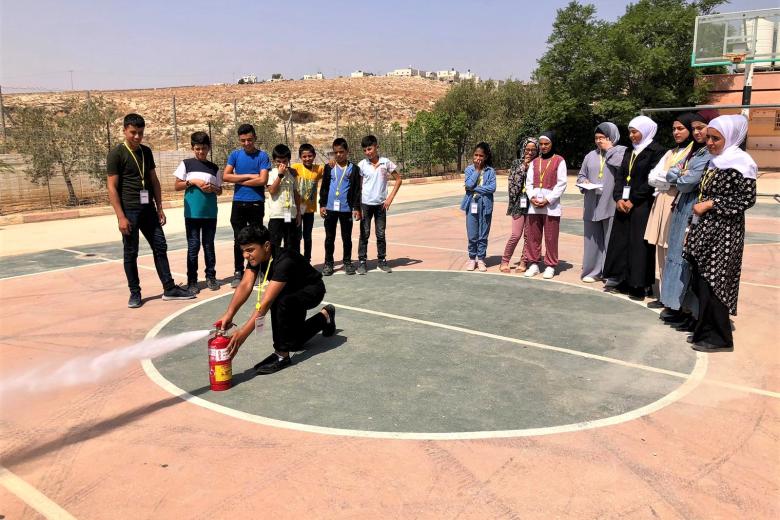 Palestinian children in a DRR summer camps