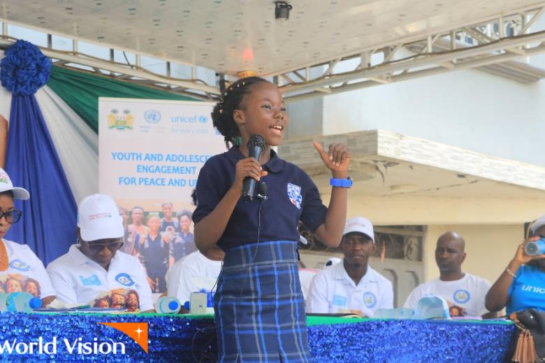 World Vision Kids club member singing
