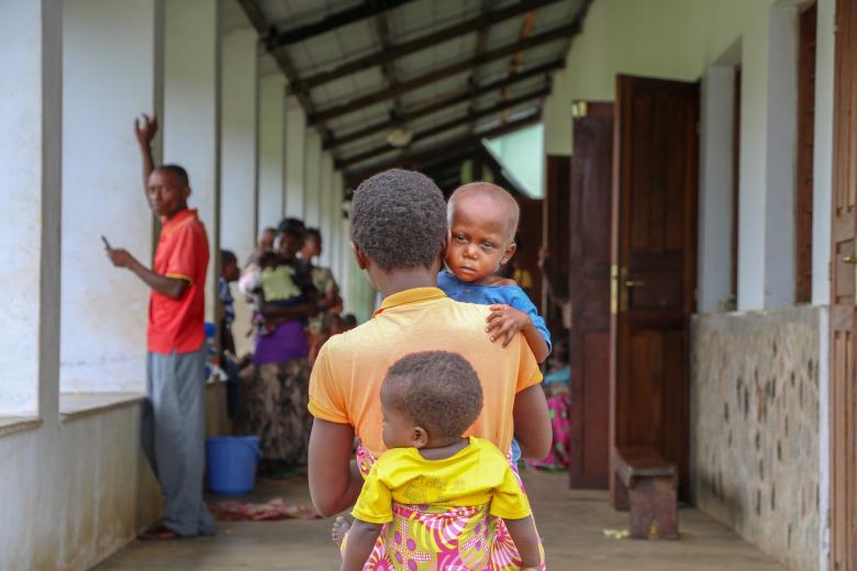 Jean is being treated at hospital for severe acute malnutrition