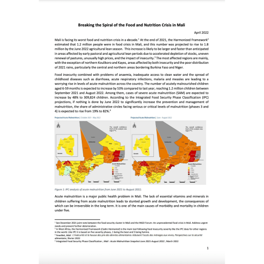Collective CTA on Nutrition Crisis in Mali