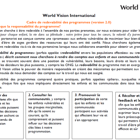 Programme Accountability Framework (French)