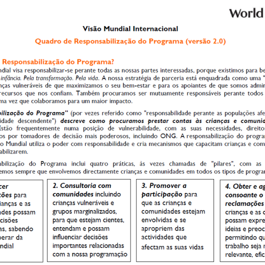 Programme Accountability Framework (Portuguese)