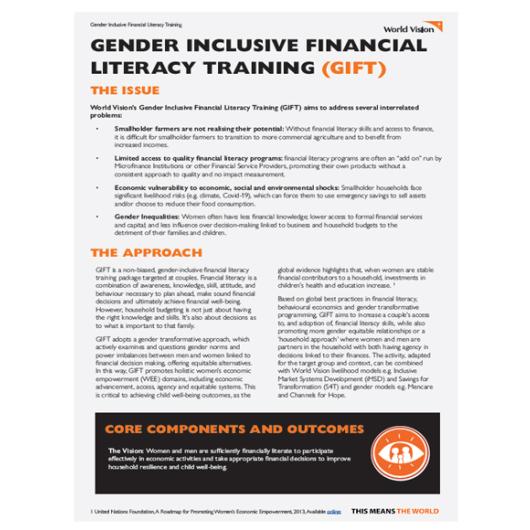 Gender Inclusive Financial Literacy Training Factsheet  Cover