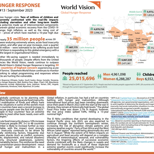 This is the first page of the GHR sitrep #13, showing text from the publication, published September 2023. 