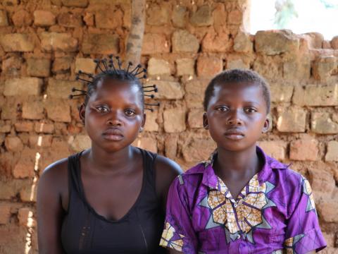 Sisters Mputu, 15, and Bakandi, 11 recently arrived in Dibaya. They grew up over 500km away, near Tshikapa in Kasai province, where the conflict turned their lives upside down this spring