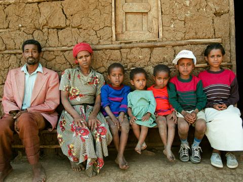 Family enduring the Ethiopian famine