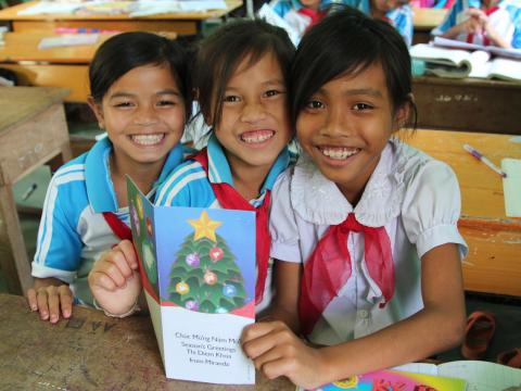 Children read during school in Vietnam