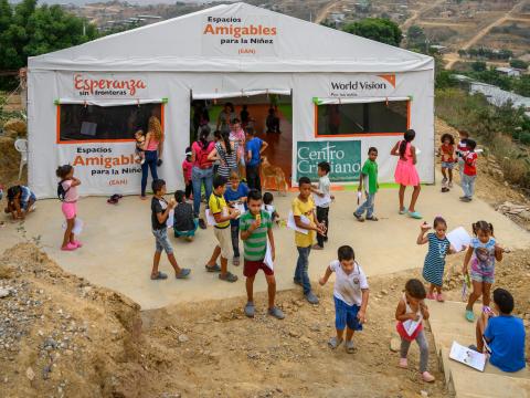 Children at a World Vision refugee camp. 