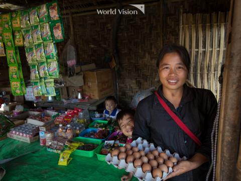 Ngwa with her small grocery shop