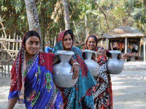 Gita Biswas regularly collects water from PSFs established by World Vision Bangladesh