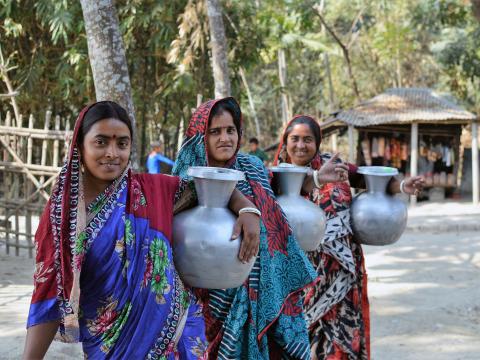 Gita Biswas regularly collects water from PSFs established by World Vision Bangladesh