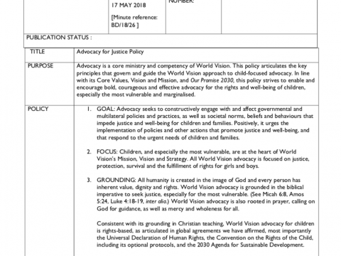 Advocacy for Justice policy cover