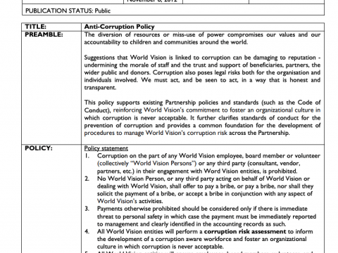 Anti-Corruption Policy cover