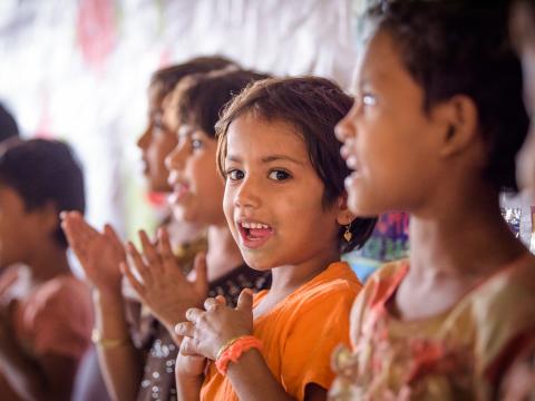 Rohingya children enjoy their time at World Vision’s Child-Friendly Space in Camp 13