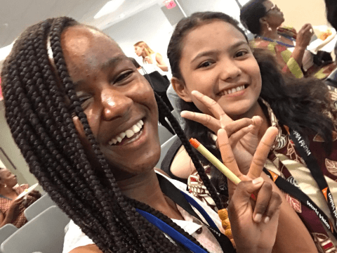 Two young leaders speaking at UN