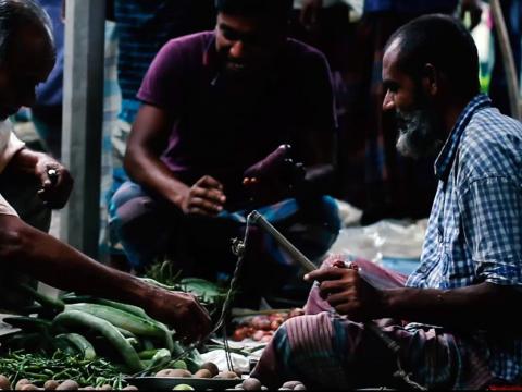 Community people are buying and selling products in the bazaar