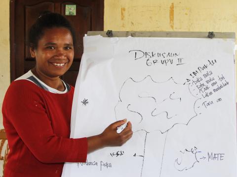 Zenilda trained high school students on gender and child protection. Photo: Jaime dos Reis/World Vision