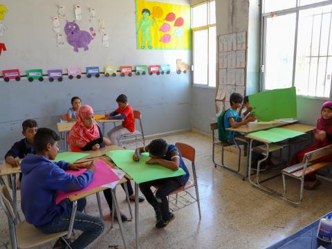 Children including Bader and Fawaz during the BLN class in Qaraoun, Bekaa