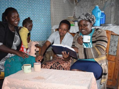 Mary (right) having a good time with Rahab (centre) and her friend, at her home in Mweiga, Nyeri County. She tackled her mental health problem through a low-cost approach being rolled out by World Vision.©World Vision/Photo by Sarah Ooko