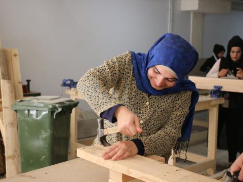 Youth working in Carpentry