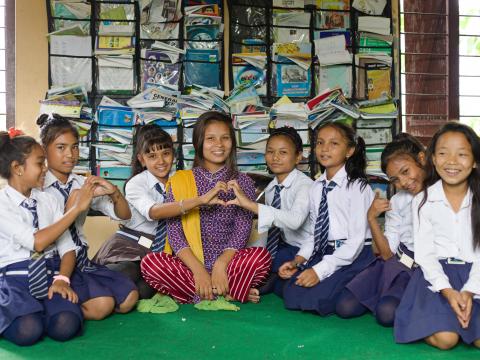 Prabha with her dance class students 