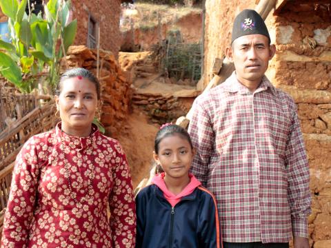 Hisila with her parents