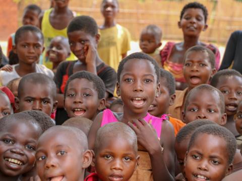 A crowd of children in DR Congo