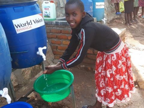 Gael washing her hands