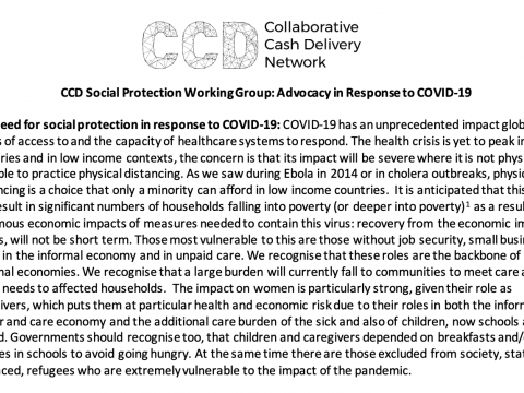 CCD Social Protection Working Group: Advocacy in Response to COVID-19