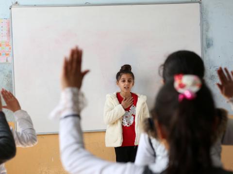 Zahraa during the WASH Up! programme in Iraq