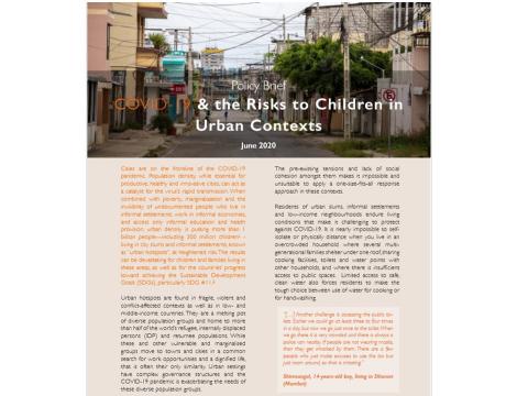 COVID-19 & the Risks to Children in Urban Contexts 