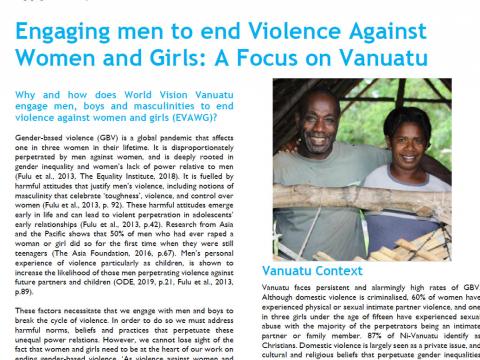 Engaging men to end violence against women and girls: a focus on Vanuatu