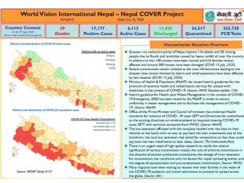 Nepal COVER Project SitRep 12 (Updated 16 July 2020) cover