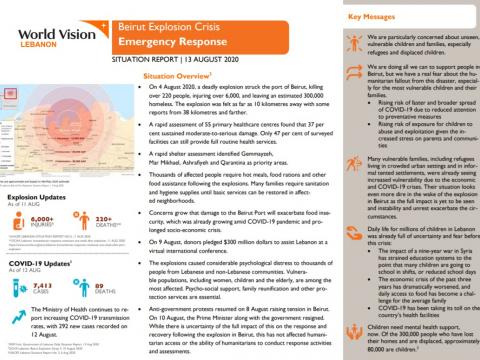Beirut explosion sit rep 13, Aug. 2020