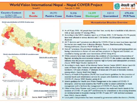 Nepal COVER Project SitRep 13 (31 July update)