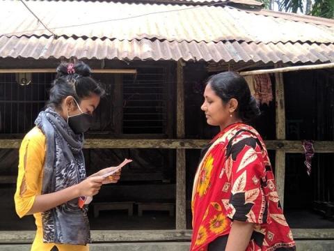 Child leader in Bangladesh educates community members how to protect themselves from COVID-19