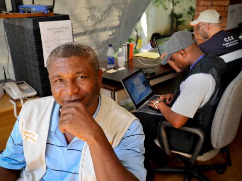 Aid worker in Haiti