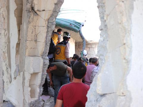 Destruction and debris caused by the explosion in Al-Bab city, northern Syria