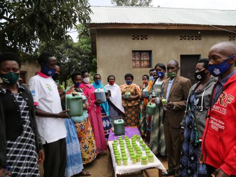 Ejo Heza group members displaying their products